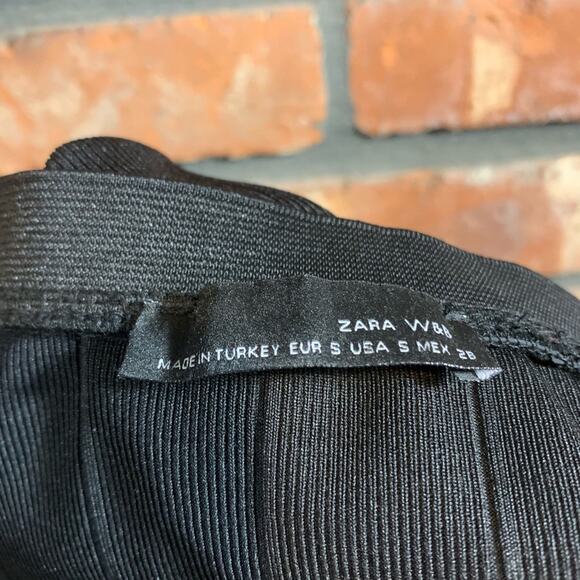 Zara W&B Collection Black Ribbed Striped Bandage Pencil Skirt Women's Sz S - Picture 5 of 6